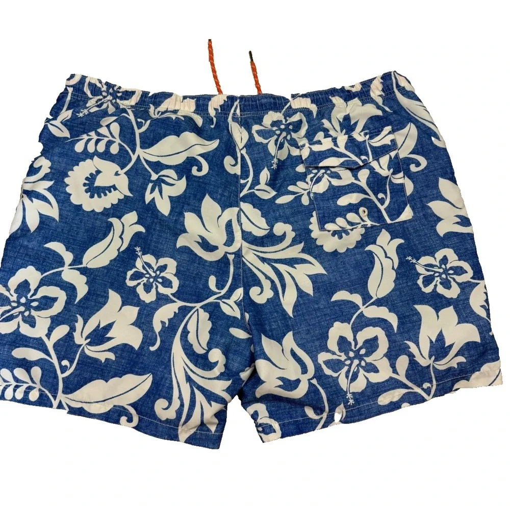 Tommy Bahama Relax Mens Blue‎ White Hawaiian Mesh Swim Shorts XXL 46x7